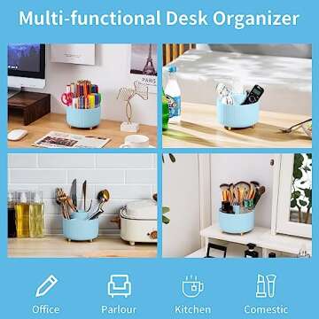 Marbrasse Desk Organizer, 360-Degree Rotating Pen Holder for Desk, Desk Organizers and Accessories w...