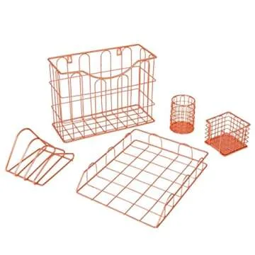 Superbpag Rose Gold 5 in 1 Desk Organizer Set