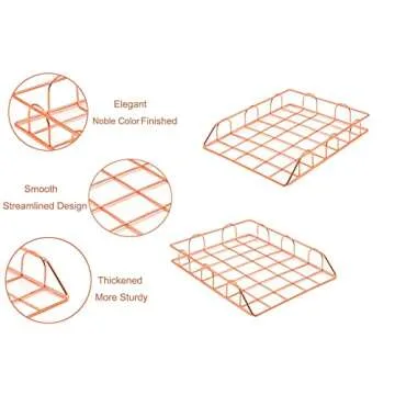 Superbpag Rose Gold 5 in 1 Desk Organizer Set