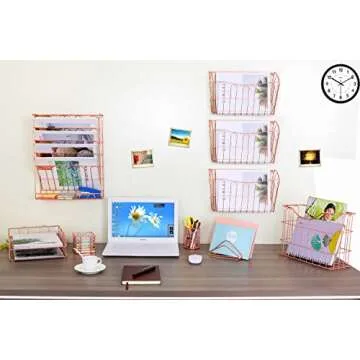 Superbpag Rose Gold 5 in 1 Desk Organizer Set