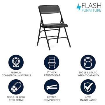 Flash Furniture HERCULES Metal Folding Chairs - Comfort & Durability