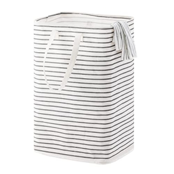 72L Large Collapsible Laundry Basket, Easy Carry Long Handles, Freestanding Waterproof Hamper for Be...