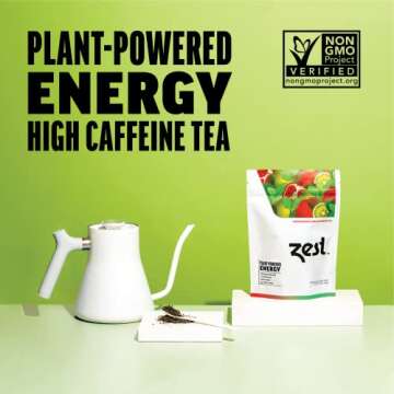 Zest 135mg High Caffeine Energy Loose Leaf Blend - Pomegranate Mojito Green Tea - 4 Oz - All Natural Strong Flavored Healthy Coffee Alternative Highly Caffeinated Substitute - Perfect for Keto