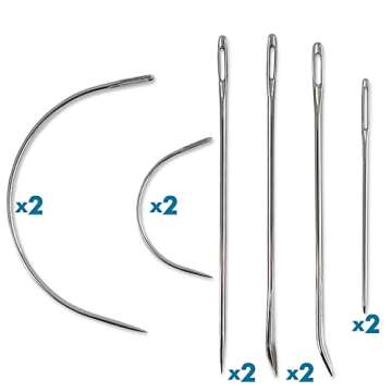 Heavy Duty Hand Sewing Needles Set - 12 Needles for Upholstery, Leather, Carpet Canvas Repair