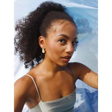 SWEETV Chunky Gold Hoop Earrings, Teardrop Chunky Gold Hoop Earrings for Women Trendy, Gold Statement Stud Earrings Jewelry