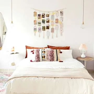 Mkono Macrame Hanging Photo Display with Lights - Stylish Decoration