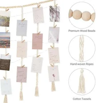 Mkono Macrame Hanging Photo Display with Lights - Stylish Decoration