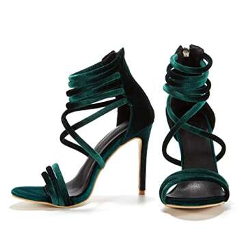 Women High Heel Cross Strap Suede Evening Sandals