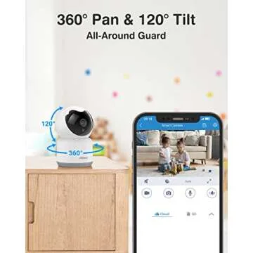 ANNKE Crater 2-2K WiFi Pan Tilt Home Baby/Pet Monitor, Upgraded 3MP Indoor Security Camera, 360-degree with Two-Way Audio, Human Motion Detection, Cloud & SD Card Storage, 2.4Ghz WiFi Only