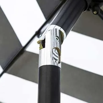 Sunnyglade 7.5' Patio Umbrella Outdoor Table Market Umbrella with Push Button Tilt/Crank, 6 Ribs (Black and White)