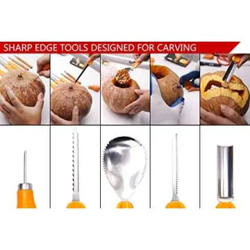 FATHER.SON 8PCS Halloween Pumpkin Carving Tools Kit & 2 LED Candles light & 100 Stencils Ebook & Instructions Packing With Stylish Pen Bags, Jack-O-Lanterns Professional DIY Stainless Steel Set