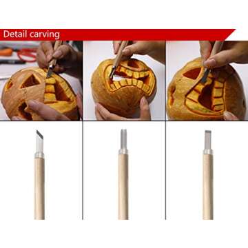 FATHER.SON 8PCS Halloween Pumpkin Carving Tools Kit & 2 LED Candles light & 100 Stencils Ebook & Instructions Packing With Stylish Pen Bags, Jack-O-Lanterns Professional DIY Stainless Steel Set