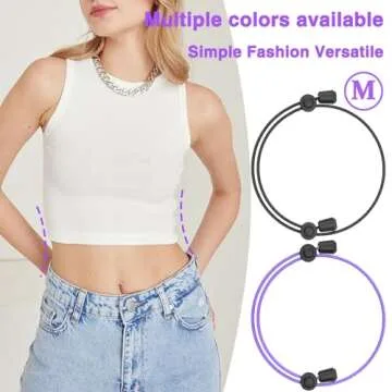 Adjustable Band, Tool for Sweater and Shirt, Belly Leaking Band, The Elastic Band to Change The Style of Your Tops(2PCS, Black and Purple, Size: Medium)