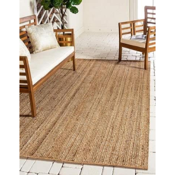 Premium 8x10 Handwoven Jute Area Rug - Eco-Friendly Decor