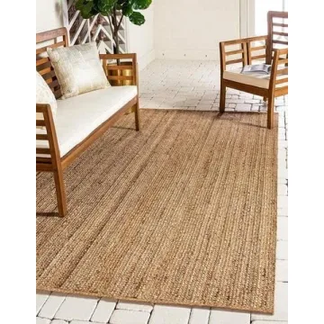 Premium 8x10 Handwoven Jute Area Rug - Eco-Friendly Decor