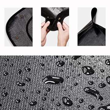 BIUWING 39.4" x 39.4" Plant Repotting Mat, Large Foldable Gardening Mat, Waterproof Transplanting Potting Mat Indoor Outdoor, with 15 Pieces Pot Hole Mesh Pads (1mat+15pads（Black）)
