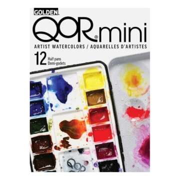 QoR Mini Set by GOLDEN, 12 Half Pan Watercolors, Professional Watercolor Paint Set