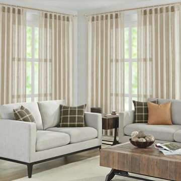 WEST LAKE Bailey Oatmeal Tan Pinch Pleated Semi Sheer Curtain Panels 84 Inches Length with Hooks,Boho Light Filtering Drapes for Bedroom Living Room,Rustic Textured Window Treatment,40" Wx84 Lx2