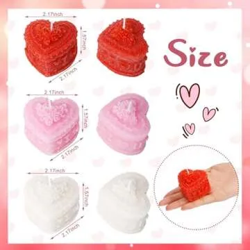 6 Pcs Valentine's Day Heart Candles- Love Heart Shape Scented Candles- Handmade Aromatherapy Candles for Valentine's Day, Wedding, Anniversary, Birthday, Home Decor (Red, White, Pink)