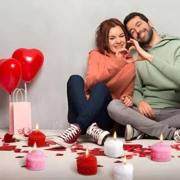 6 Pcs Valentine's Day Heart Candles- Love Heart Shape Scented Candles- Handmade Aromatherapy Candles for Valentine's Day, Wedding, Anniversary, Birthday, Home Decor (Red, White, Pink)