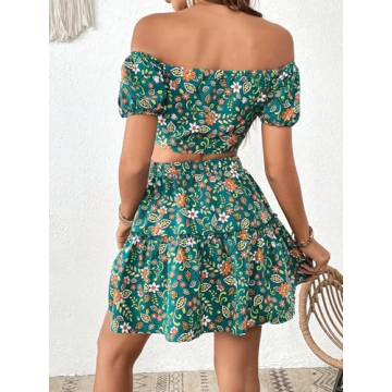 MakeMeChic Women's Floral Print 2 Piece Outfit Set