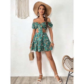 MakeMeChic Women's Floral Print 2 Piece Outfit Set