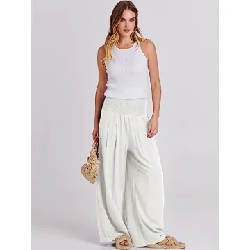 Comfortable ANRABESS Linen Palazzo Pants for Summer Wear