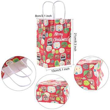 Gejoy 12 Pieces Christmas Paper Bags Goody Gifts Bags with Handle for Christmas Holiday Party Favors