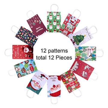 Gejoy 12 Pieces Christmas Paper Bags Goody Gifts Bags with Handle for Christmas Holiday Party Favors