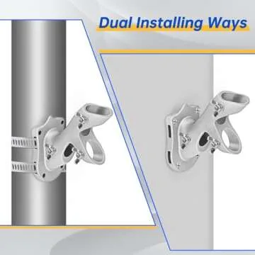 Anovo Flag Pole Kit- Stainless Steel Flag Poles with1 Inch Metal 360° Rotating Flag Pole Rings Clips, Two-Position Flag Pole Holder Brackets Mounting for Outside House Outdoor Porch (6 FT - Sliver)