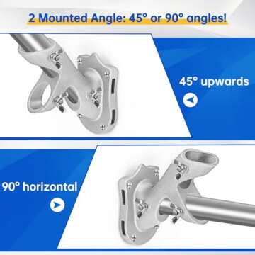 Anovo Flag Pole Kit- Stainless Steel Flag Poles with1 Inch Metal 360° Rotating Flag Pole Rings Clips, Two-Position Flag Pole Holder Brackets Mounting for Outside House Outdoor Porch (6 FT - Sliver)