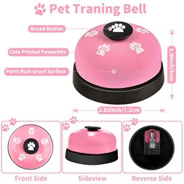 JIMEJV 2 Pack Dog Doorbells, Pet Training Bells for Go Outside Potty Training and Communication Device Large Loud Dog Bell Cat Puppy Interactive Toys Adjustable Strap Door Bell (Pink)