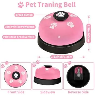 JIMEJV 2 Pack Dog Doorbells, Pet Training Bells for Go Outside Potty Training and Communication Device Large Loud Dog Bell Cat Puppy Interactive Toys Adjustable Strap Door Bell (Pink)