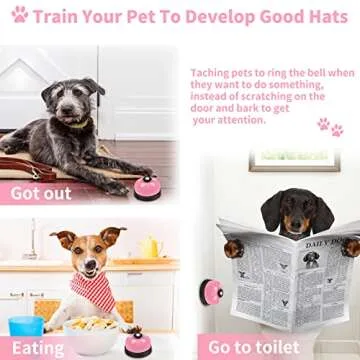 JIMEJV 2 Pack Dog Doorbells, Pet Training Bells for Go Outside Potty Training and Communication Device Large Loud Dog Bell Cat Puppy Interactive Toys Adjustable Strap Door Bell (Pink)