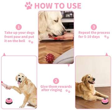 JIMEJV 2 Pack Dog Doorbells, Pet Training Bells for Go Outside Potty Training and Communication Device Large Loud Dog Bell Cat Puppy Interactive Toys Adjustable Strap Door Bell (Pink)