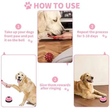 JIMEJV 2 Pack Dog Doorbells, Pet Training Bells for Go Outside Potty Training and Communication Device Large Loud Dog Bell Cat Puppy Interactive Toys Adjustable Strap Door Bell (Pink)