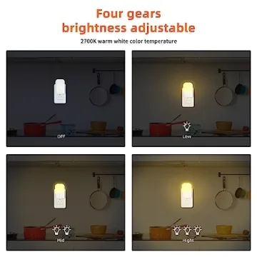 Versatile Night Light with Adjustable Brightness - 4 Pack