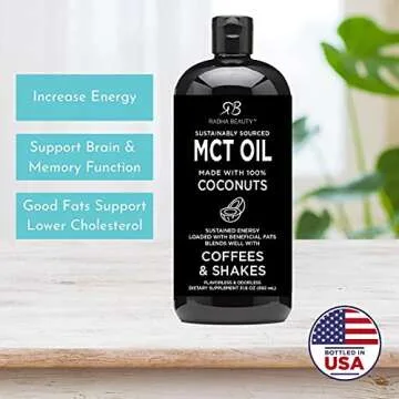 Premium MCT Oil from Non-GMO Coconuts - 31.6oz. Keto, Paleo, Gluten Free and Vegan Approved.