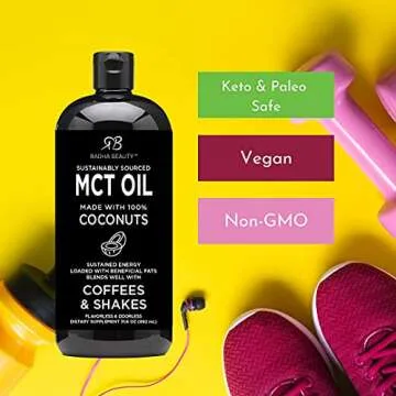 Premium MCT Oil from Non-GMO Coconuts - 31.6oz. Keto, Paleo, Gluten Free and Vegan Approved.