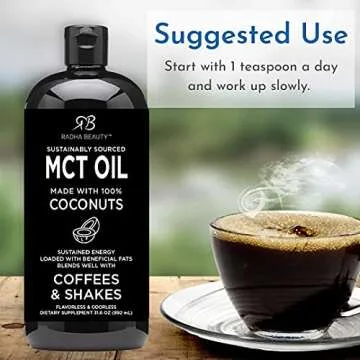 Premium MCT Oil from Non-GMO Coconuts - 31.6oz. Keto, Paleo, Gluten Free and Vegan Approved.
