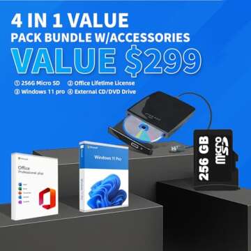 HP 14 Business Student Laptop with Microsoft Office Lifetime License & Free DVD Drive and Intel 4-Co...