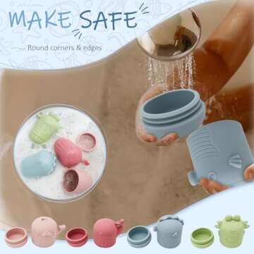 Baby Bath Toys, iselyn 4Packs Bath Toys for Kids Ages 1-3 Silicone Mold Free Bath Toys for Toddlers ...