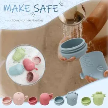 Baby Bath Toys, iselyn 4Packs Bath Toys for Kids Ages 1-3 Silicone Mold Free Bath Toys for Toddlers ...