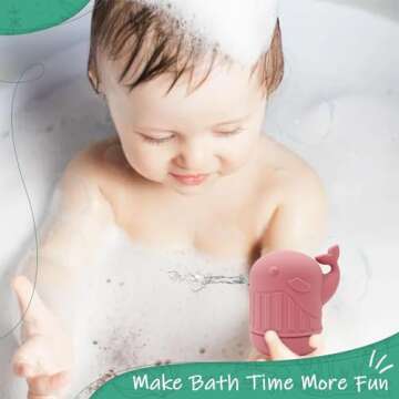 Baby Bath Toys, iselyn 4Packs Bath Toys for Kids Ages 1-3 Silicone Mold Free Bath Toys for Toddlers Non-Toxic Dishwasher Safe Bathtub Toys-Marine Animal