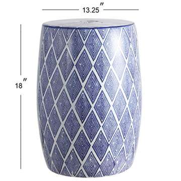 Eyely Moroccan Diamonds 18" Ceramic Drum Garden Stool