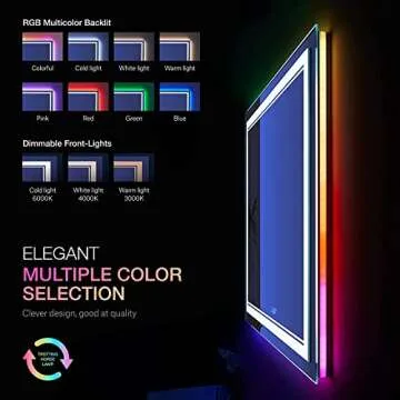 ISTRIPMF 60x28 Inch LED Bathroom Mirror with Lights, RGB Color Changing Lighted Mirrors for Bathroom...