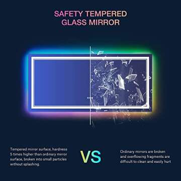 ISTRIPMF 60x28 Inch LED Bathroom Mirror with Lights, RGB Color Changing Lighted Mirrors for Bathroom Wall, Dimmable, Anti-Fog,Large LED Mirror for Bathroom (RGB Multicolor Backlit+Front-Lit)