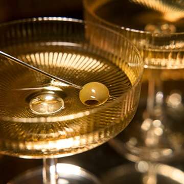 Khen Ribbed Vintage Art Deco Coupe Glasses Set of 12