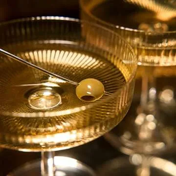 Khen Ribbed Vintage Art Deco Coupe Glasses Set of 12