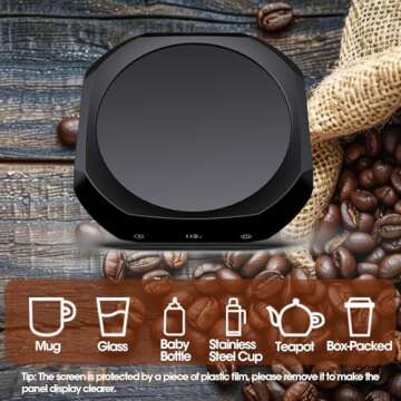 Mug Warmer for Desk - 36W Smart Coffee Cup Warmer with Timer, Auto Shut Off, 3 Heat Settings, Keep Your Coffee Warm for Office Hours,Perfect Coffee Gifts (Black)